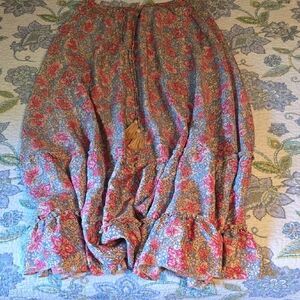 Chelsea & Theodore Floral Maxi Skirt in Blue and Pink